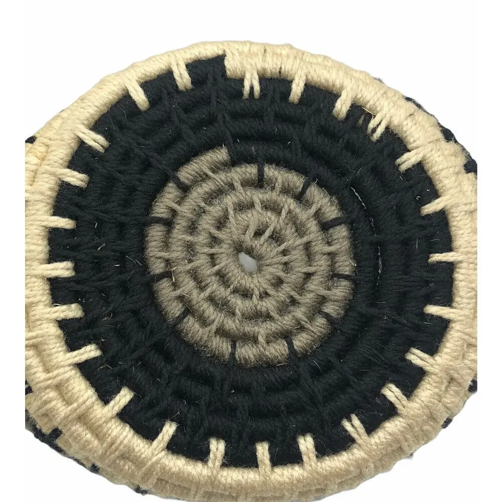Decorative Coil Yarn Round Basket with Handle 12